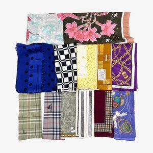 BULK  SALE FOR RESAE:: 18 Handkerchiefs +2 Scarf: BURBERRY-Celine-Fendi-More(#2)
